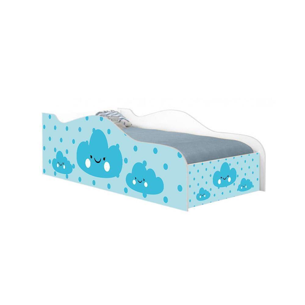 Mini Cama Fun Nuvens Meninos Infantil Com Colchão - 4