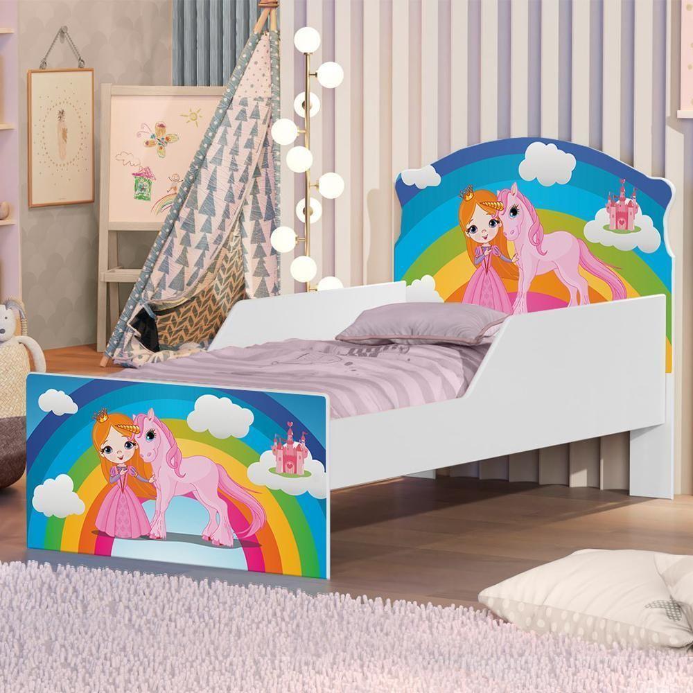 Mini Cama Princesa Unicórnio Arco íris Com Colchão - 1