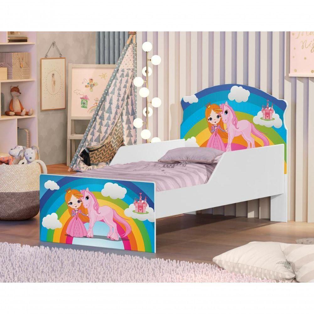 Mini Cama Princesa Unicórnio Arco íris Com Colchão - 2