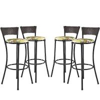 Kit Com 4 Banquetas Alta Forts Fibra Uv Bancada, área Goumert, Bar, Piscina, Balcão, Floral Verde - 1