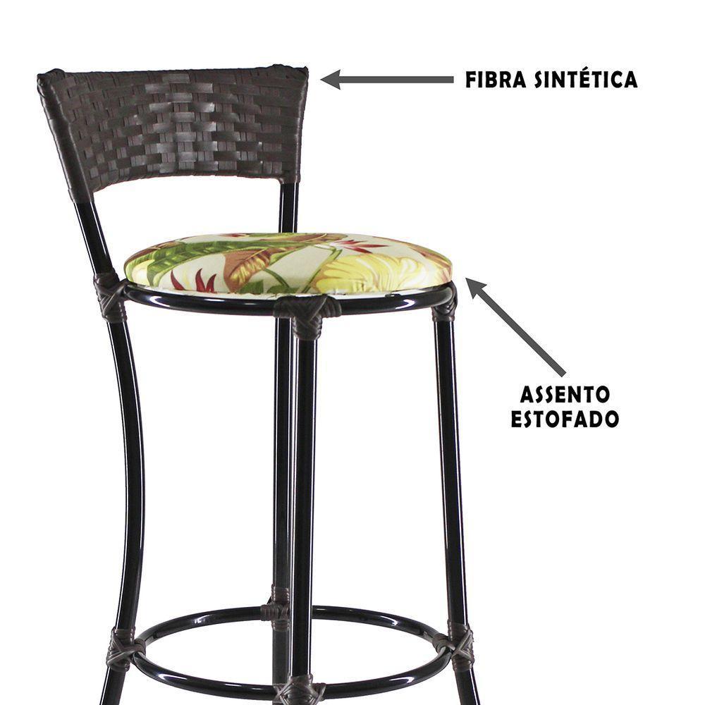 Kit Com 6 Banquetas Alta Forts Fibra Uv Bancada, área Goumert, Bar, Piscina, Balcão, Floral Verde - 2