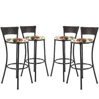 Kit Com 4 Banquetas Altas Forts Fibra Uv Bancada, área Goumert, Bar, Piscina, Balcão, Floral Vermelho - 1