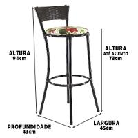 Kit Com 4 Banquetas Altas Forts Fibra Uv Bancada, área Goumert, Bar, Piscina, Balcão, Floral Vermelho