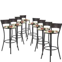 Kit Com 8 Banquetas Alta Forts Fibra Uv Bancada, área Goumert, Bar, Piscina, Balcão, Vermelho Floral - 1