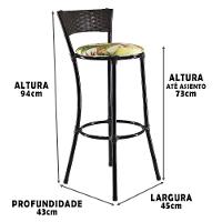 Kit Com 8 Banquetas Alta Forts Fibra Uv Bancada, área Goumert, Bar, Piscina, Balcão, Verde Floral - 3