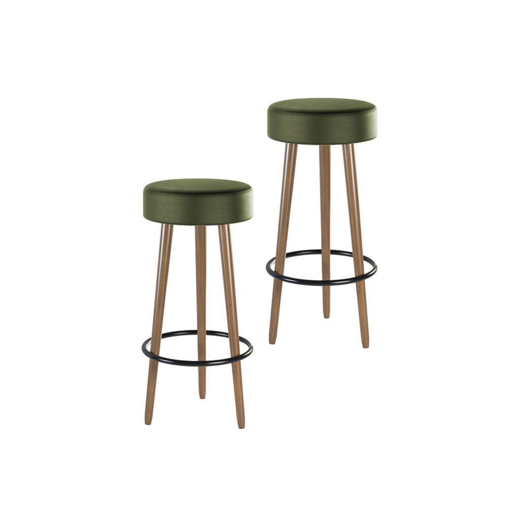 Kit 02 Banquetas Redondas Dani Corano Verde - 4