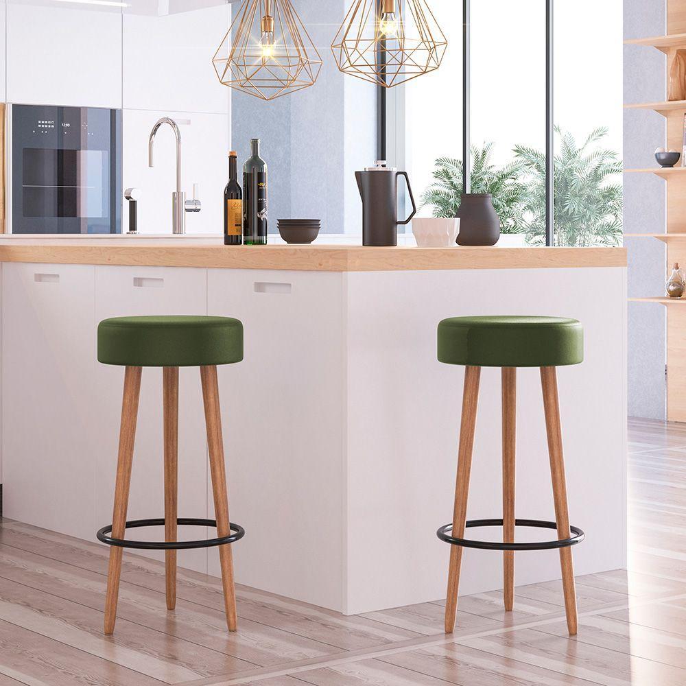 Kit 02 Banquetas Redondas Dani Corano Verde - 9