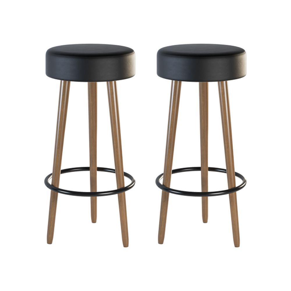 Kit 02 Banquetas Redondas Dani Corano Preto - 5