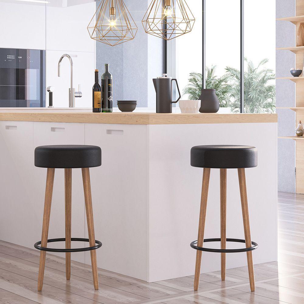 Kit 02 Banquetas Redondas Dani Corano Preto - 8