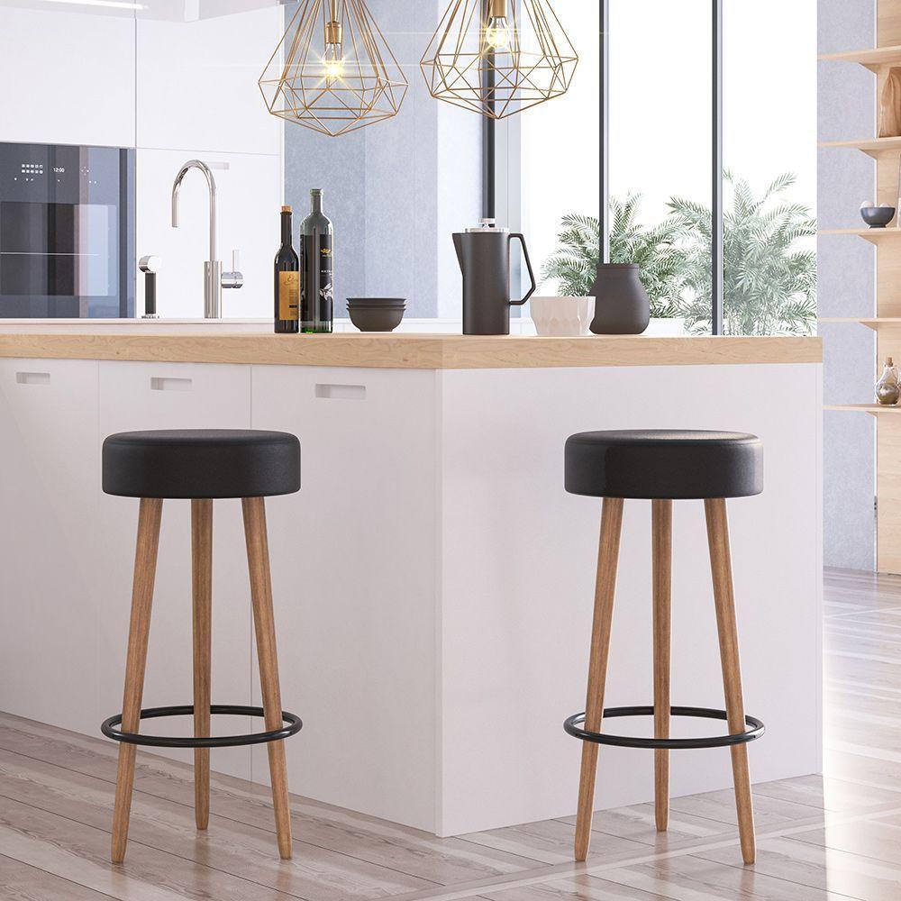 Kit 02 Banquetas Redondas Dani Corano Preto - 10