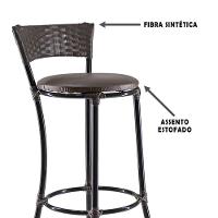 Jogo Com 4 Banquetas Altas Forts Fibra Uv Bancada, área Goumert, Bar, Piscina, Balcão, Floral Marrom