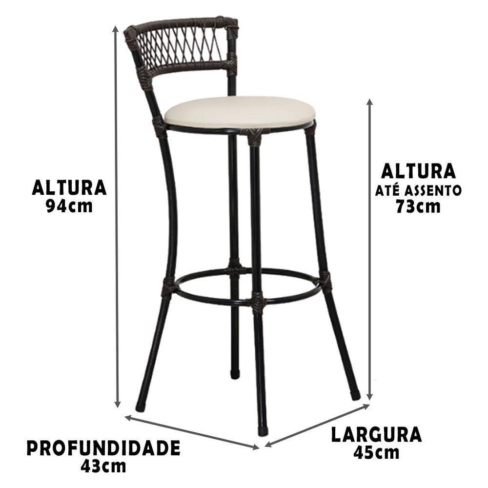 Kit Com 6 Banquetas Altas Forts Fibra Uv Bancada, área Goumert, Bar, Piscina, Balcão, Floral Gelo - 3