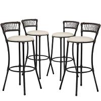 Kit Com 6 Banquetas Altas Forts Fibra Uv Bancada, área Goumert, Bar, Piscina, Balcão, Floral Gelo - 1