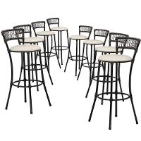 Kit Com 8 Banquetas Altas Forts Gelo Floral, Fibra Uv Bancada, área Goumert, Bar, Piscina, Balcão - 1