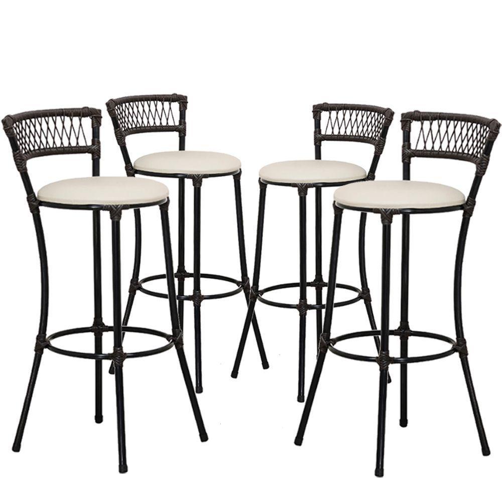 Kit Com 6 Banquetas Alta Forts Fibra Uv Bancada, área Goumert, Bar, Piscina, Balcão, Gelo Floral - 1