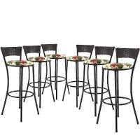 Kit Com 6 Banquetas Alta Forts Fibra Uv Bancada, área Goumert, Bar, Piscina, Balcão, Floral Vermelho - 1