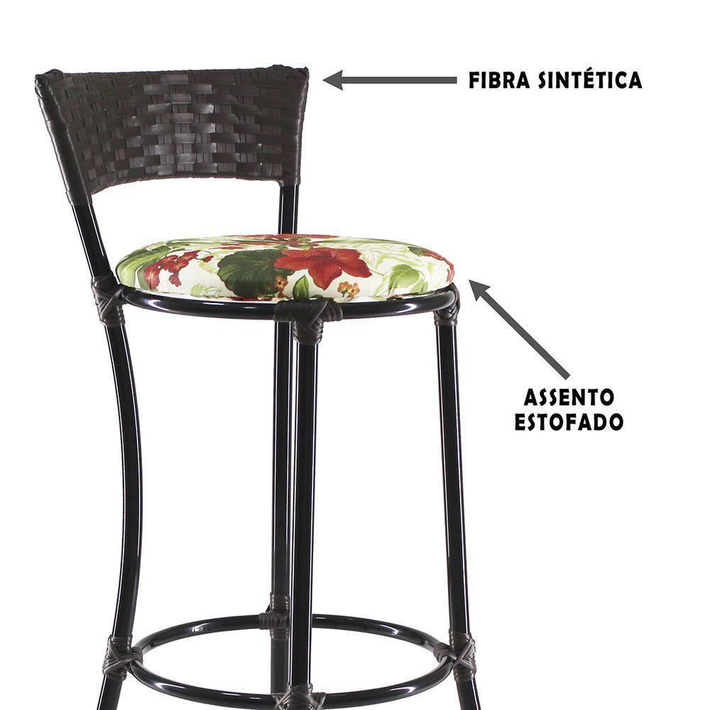 Kit Com 6 Banquetas Alta Forts Fibra Uv Bancada, área Goumert, Bar, Piscina, Balcão, Vermelho Floral - 2
