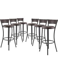 Kit Com 6 Banquetas Alta Forts Fibra Uv Bancada, área Goumert, Bar, Piscina, Balcão, Marrom Floral - 1