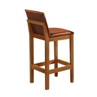 Kit 2 Banquetas Alta Pérola Com Encosto Estofada Em Couro Pu Caramelo Madeira Maciça CastanhoMarrom - 3