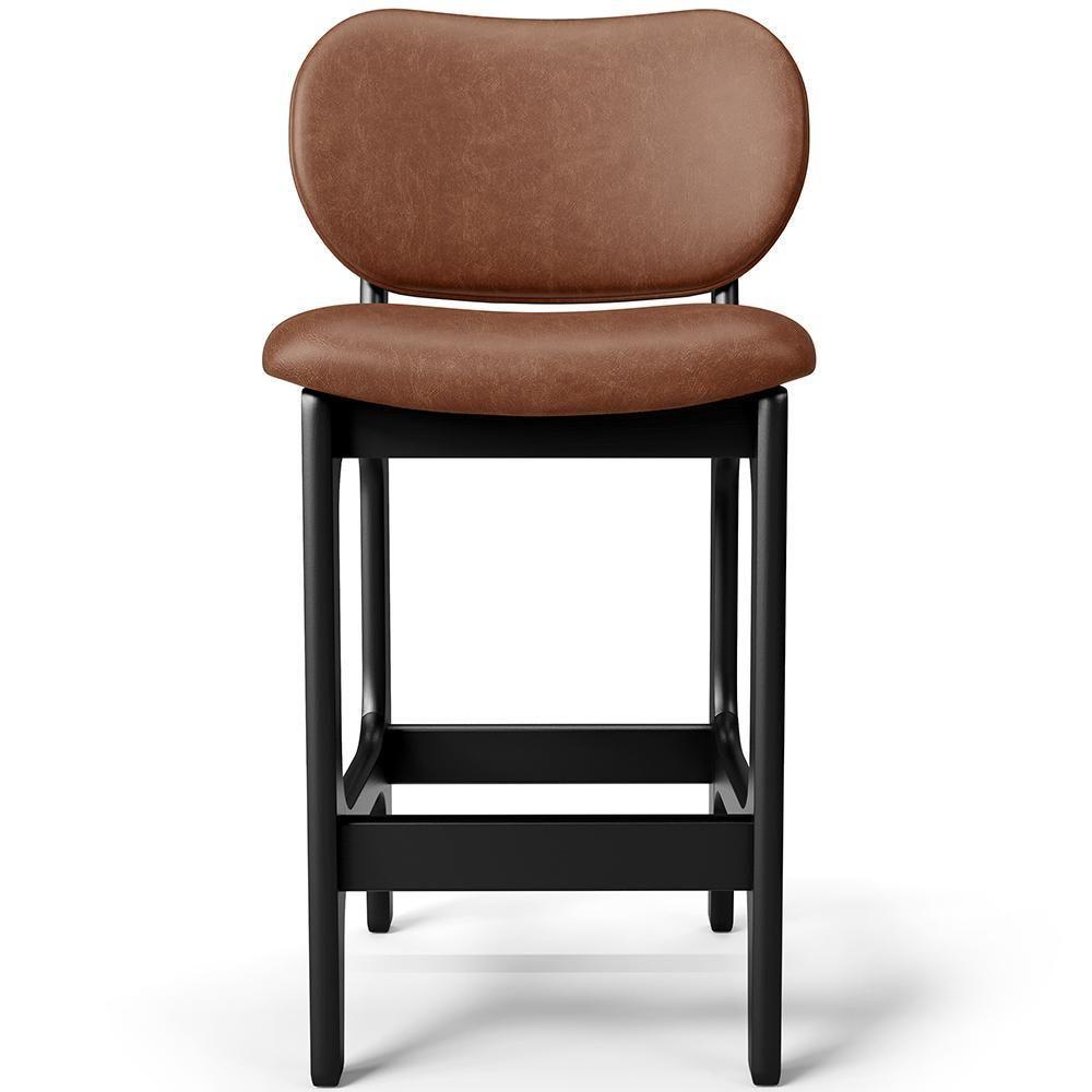 Kit 03 Banquetas Baixa Bar Cozinha E Sala De Jantar Fixa Betta Preto Couríssimo Marrom - 6