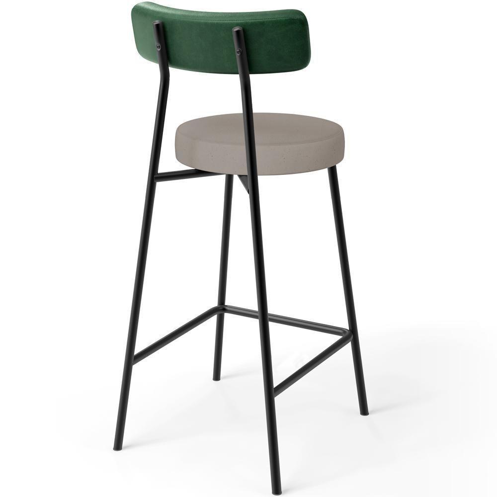 Kit 02 Banquetas Baixa Cozinha Sala Jantar Bancada Milão L02 Facto Verde Linho Bege - 5