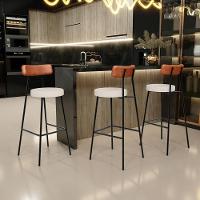 Kit 03 Banquetas Alta Bar Cozinha Sala De Jantar Milão L02 Couríssimo Camel Linho Cru - 8