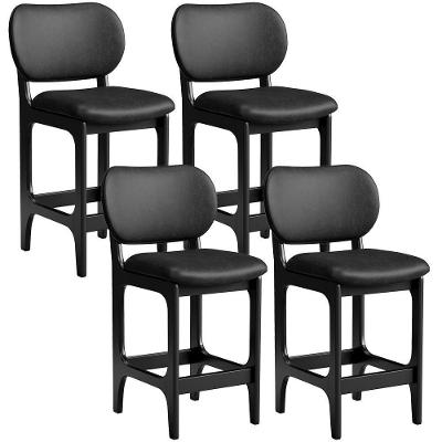 Kit 04 Banquetas Baixa Bar Cozinha E Sala De Jantar Fixa Betta L02 Couríssimo Preto
