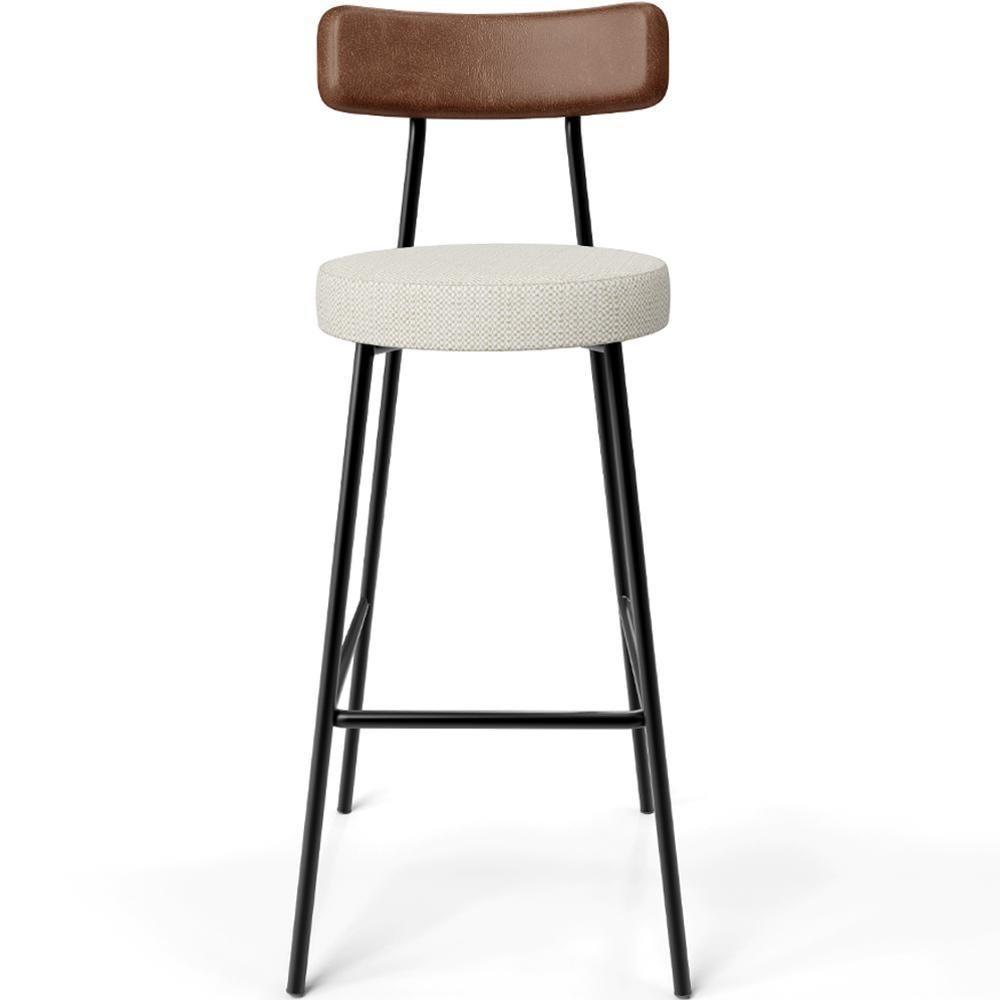 Kit 03 Banquetas Alta Cozinha Sala Jantar Milão L02 Couríssimo Marrom Linho Champagne - 8