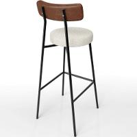 Kit 03 Banquetas Alta Cozinha Sala Jantar Milão L02 Couríssimo Marrom Linho Champagne