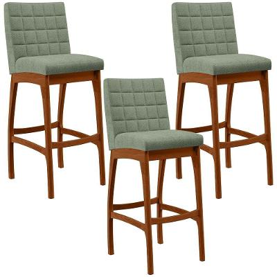 Kit 03 Banquetas Alta Para Cozinha Sala De Jantar Fixa Mila L02 Bouclê Oliva