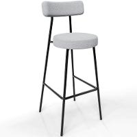 Kit 03 Banquetas Altas Cozinha Bar Sala De Jantar Em Aço Milão L02 Bouclê Cinza - 8