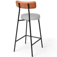 Kit 03 Banquetas Baixa Bar Cozinha Sala Jantar Milão L02 Couríssimo Camel Linho Cinza - 6