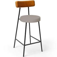 Kit 03 Banquetas Baixa Bar Cozinha Sala Jantar Milão L02 Couríssimo Whisky Linho Bege - 2