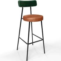 Kit 03 Banquetas Alta Bar Cozinha Sala Jantar Milão L02 Facto Verde Couríssimo Camel