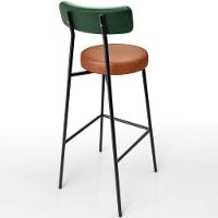 Kit 03 Banquetas Alta Bar Cozinha Sala Jantar Milão L02 Facto Verde Couríssimo Camel - 8