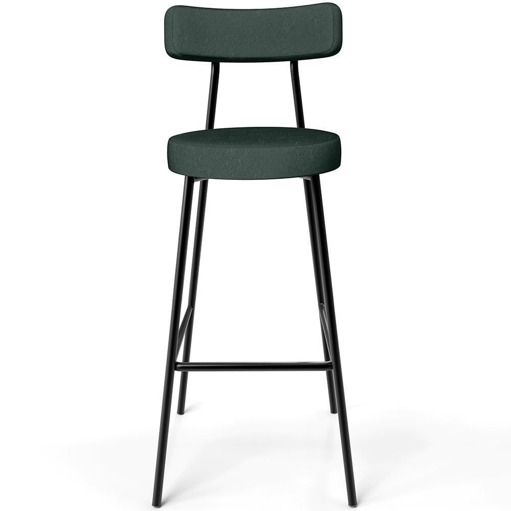 Kit 04 Banquetas Alta Bar Cozinha Sala De Jantar Em Aço Milão L02 Linho Verde Musgo - 2