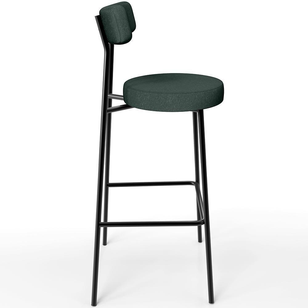 Kit 04 Banquetas Alta Bar Cozinha Sala De Jantar Em Aço Milão L02 Linho Verde Musgo - 5