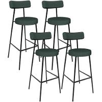 Kit 04 Banquetas Alta Bar Cozinha Sala De Jantar Em Aço Milão L02 Linho Verde Musgo - 1