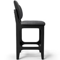 Kit 04 Banquetas Baixa Bar Cozinha E Sala De Jantar Fixa Betta Preto Linho Cinza Escuro - 5