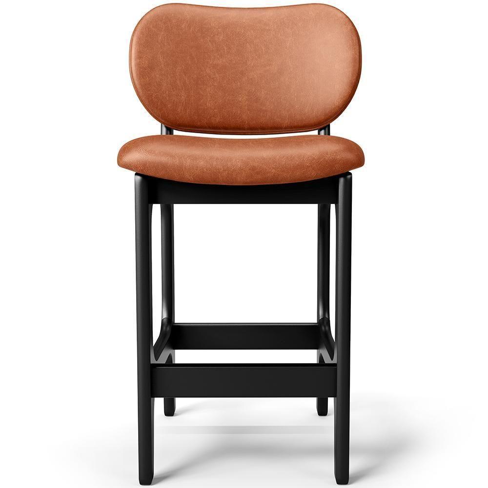 Kit 03 Banquetas Baixa Bar Cozinha E Sala De Jantar Fixa Betta L02 Preto Couríssimo Camel - 2