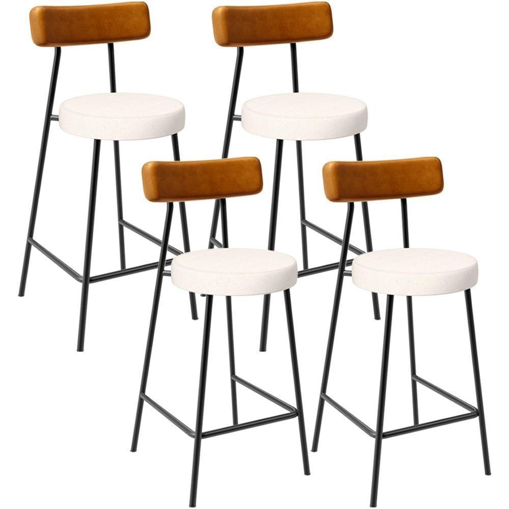 Kit 04 Banquetas Baixa Cozinha Sala Jantar Bancada Milão L02 Couríssimo Whisky Linho Cru - 1