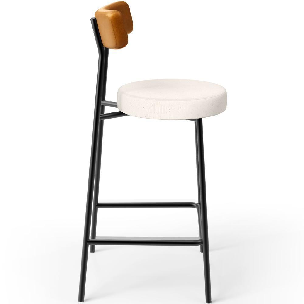 Kit 04 Banquetas Baixa Cozinha Sala Jantar Bancada Milão L02 Couríssimo Whisky Linho Cru - 8