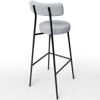 Kit 02 Banquetas Alta Cozinha Bar Sala Jantar Estrutura Em Aço Milão L02 Bouclê Cinza - 5