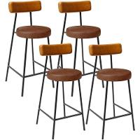 Kit 04 Banquetas Baixa Cozinha Sala Jantar Bancada Milão L02 Couríssimo Whisky Marrom - 1