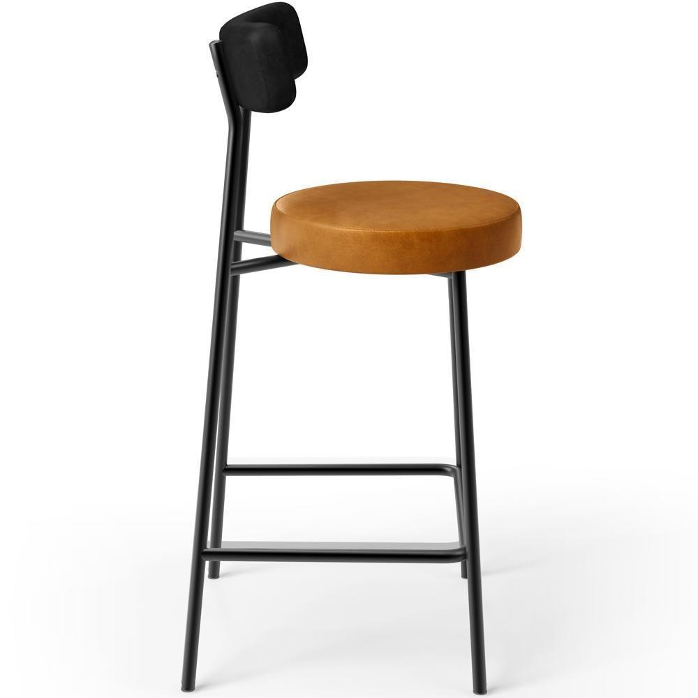 Kit 04 Banquetas Baixa Cozinha Sala Jantar Bancada Milão L02 Couríssimo Preto Whisky - 4