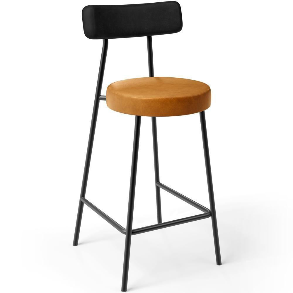 Kit 04 Banquetas Baixa Cozinha Sala Jantar Bancada Milão L02 Couríssimo Preto Whisky - 6