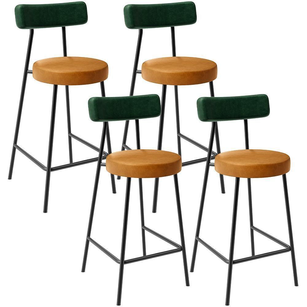 Kit 04 Banquetas Baixa Cozinha Sala Jantar Bancada Milão L02 Facto Verde Couríssimo Whisky - 1