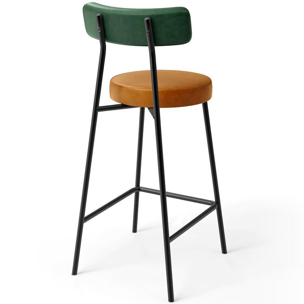 Kit 04 Banquetas Baixa Cozinha Sala Jantar Bancada Milão L02 Facto Verde Couríssimo Whisky - 2