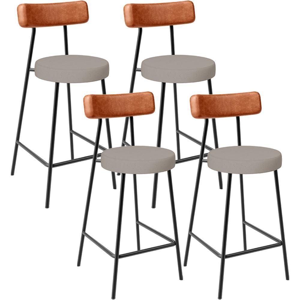 Kit 04 Banquetas Baixa Bar Cozinha Sala Jantar Milão L02 Couríssimo Camel Linho Bege - 1