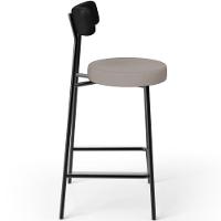 Kit 04 Banquetas Baixa Bar Cozinha Sala Jantar Milão L02 Couríssimo Preto Linho Bege - 2